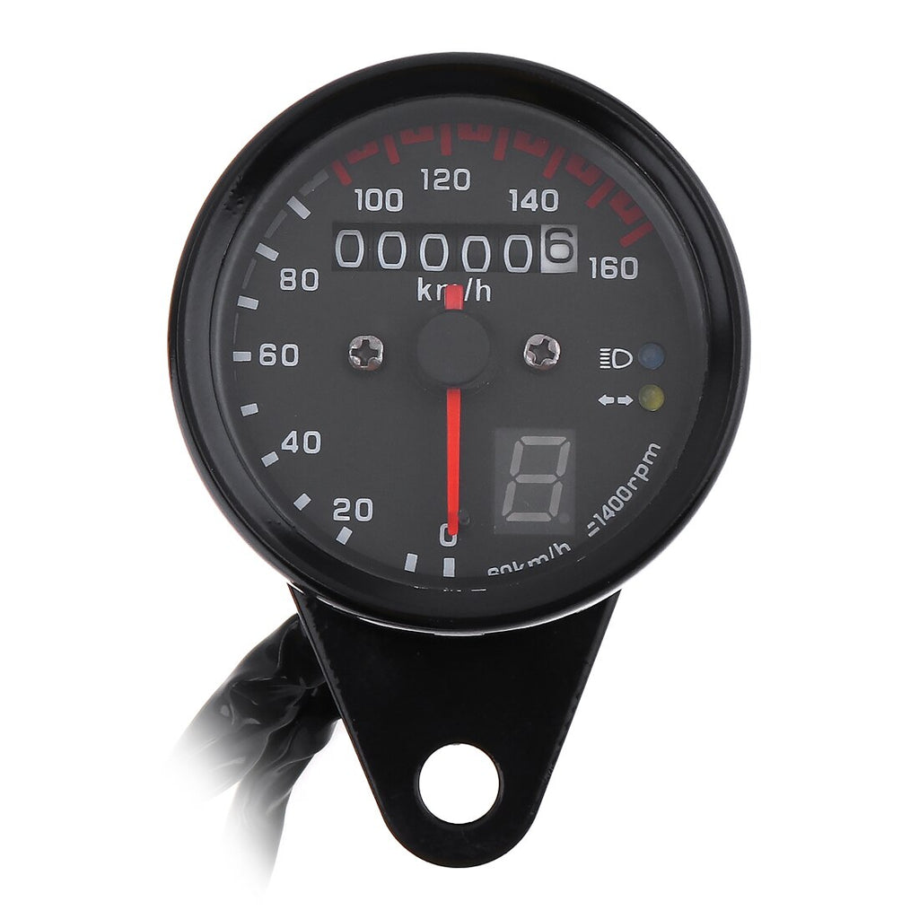 HUIOP Moto Compteur De Vitesse,Compteur de Vitesse mécanique pour Moto Cafe  Racer rétro personnalisé avec indicateur LED odomètre 220 km/h