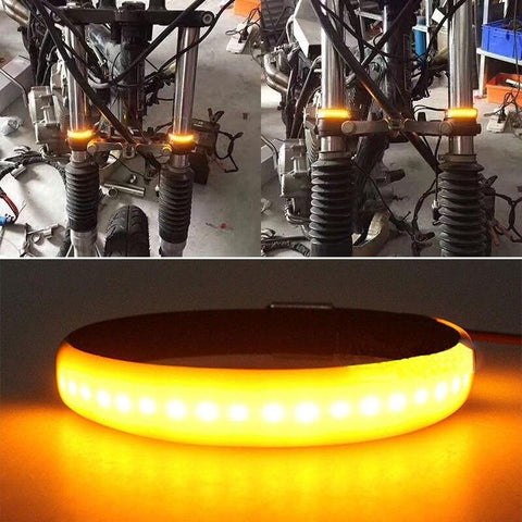 ZJCHAO Feu de fourche à LED Moto Refit Clignotant LED Fourche Lumière  Amortisseur Universel